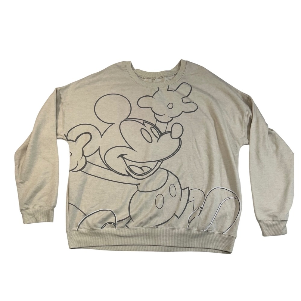 Disney Mickey Mouse Outline Graphic Crew Neck‎ Sweatshirt Womens